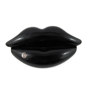 HQM Black Acrylic "Pop Art" Lips Brooch