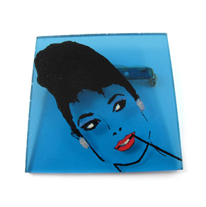 HQM - Signed 'C.D' Hand Painted 'Audrey Hepburn' Plastic Brooch