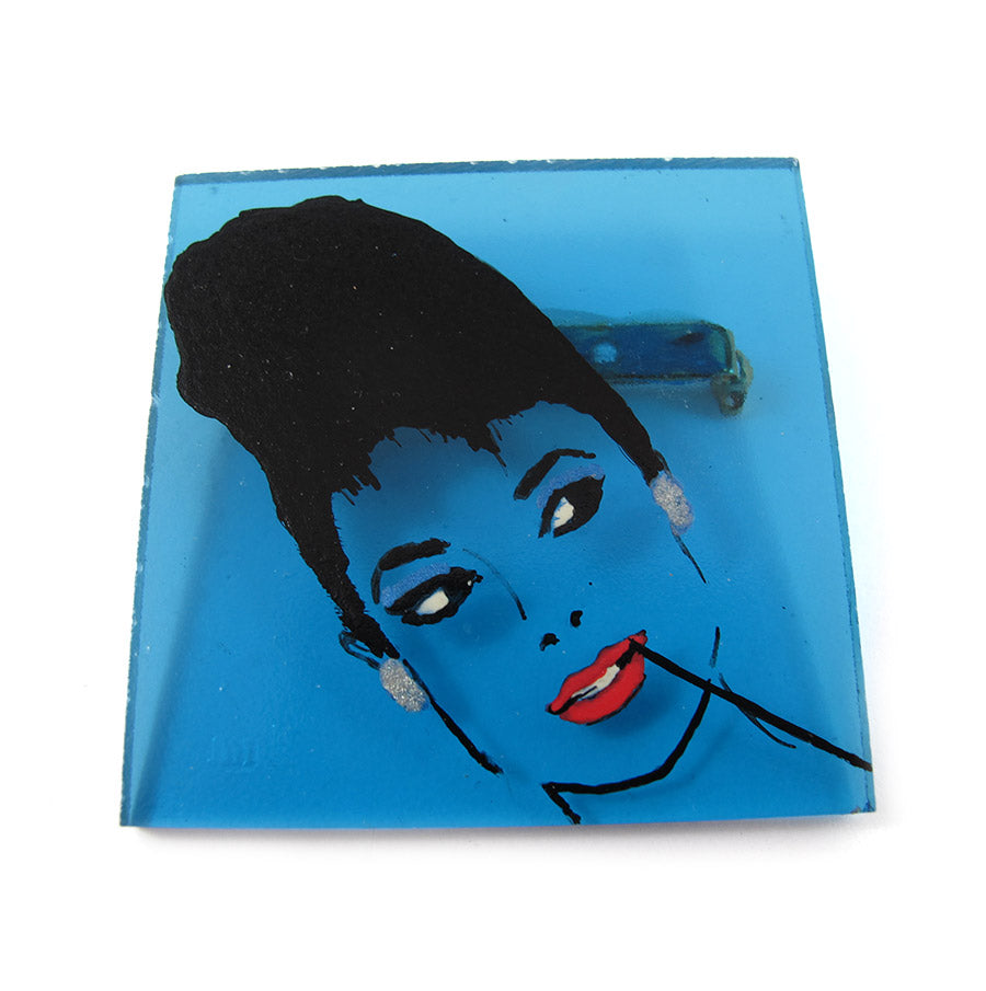 HQM - Signed 'C.D' Hand Painted 'Audrey Hepburn' Plastic Brooch