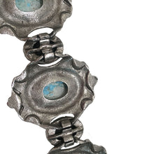 Load image into Gallery viewer, Silver Tone Large Faux Turquoise & Black Bracelet c.1980s