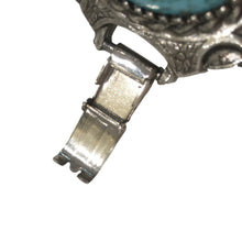 Load image into Gallery viewer, Silver Tone Large Faux Turquoise & Black Bracelet c.1980s