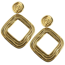 Load image into Gallery viewer, USA Vintage Statement Gold Tone Swirl Drop Earrings (Clip-on)