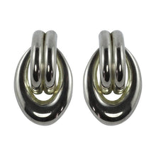 Load image into Gallery viewer, Vintage Unsigned Door Knocker Style Earrings Silver Plated Metal Earrings (Clip-on)
