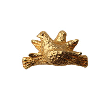 Load image into Gallery viewer, Dominique Aurientis Signed Vintage Double Dove Gold Tone Beaten Brooch