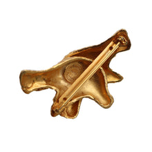 Load image into Gallery viewer, Dominique Aurientis Signed Vintage Double Dove Gold Tone Beaten Brooch