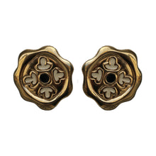Load image into Gallery viewer, Givenchy Signed Vintage Gold Tone Hexagonal Earrings With Enamel Detail (Clip-on)