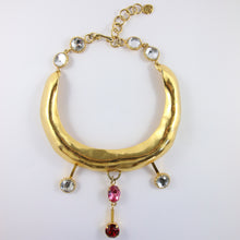 Load image into Gallery viewer, Signed &#39;Christian Lacroix&#39; Vintage Collar Statement Necklace Featuring Pink Crystals Droplets