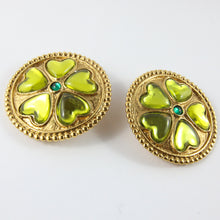 Load image into Gallery viewer, YSL Yves Saint Laurent Gold Plated Four Leaf Clover Earrings (Clip-On)