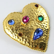 Load image into Gallery viewer, Vintage Signed 'Edouard Rambaud Paris' Heart Shaped Brooch With Multi-Coloured Crystals