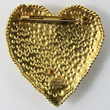 Load image into Gallery viewer, Vintage Signed 'Edouard Rambaud Paris' Heart Shaped Brooch With Multi-Coloured Crystals