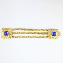 Load image into Gallery viewer, Vintage Signed 'Jean Patou Paris' Multi Chain Gold Plated & Blue Glass Stone