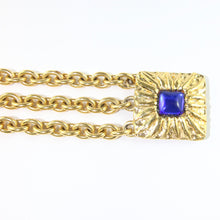 Load image into Gallery viewer, Vintage Signed 'Jean Patou Paris' Multi Chain Gold Plated & Blue Glass Stone