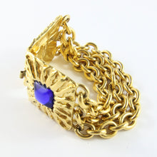 Load image into Gallery viewer, Vintage Signed 'Jean Patou Paris' Multi Chain Gold Plated & Blue Glass Stone