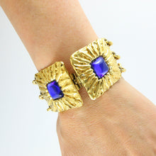 Load image into Gallery viewer, Vintage Signed 'Jean Patou Paris' Multi Chain Gold Plated & Blue Glass Stone