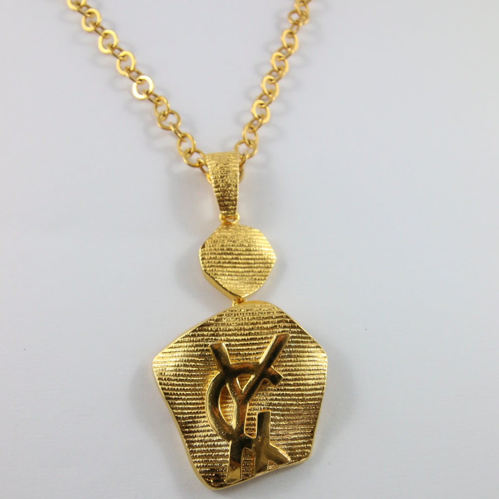 Vintage Yves Saint Laurent YSL Statement Gold Plated Necklace