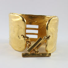 Load image into Gallery viewer, Vintage Statement Matte Gold Plated Beaten Finish Bracelet