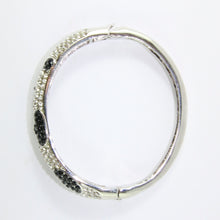 Load image into Gallery viewer, Ciner NY Black &amp; Clear Crystal Encrusted Silver Bangle with Clasp