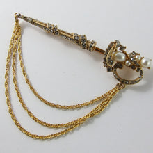 Load image into Gallery viewer, Ciner NY Gold Plated Multi Chain Sword Pin Brooch