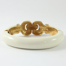 Load image into Gallery viewer, Ciner NY Creme Enamel, Clear Crystal & Gold Plated Cuff Bangle