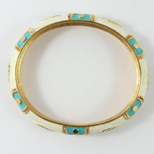 Load image into Gallery viewer, Signed Marcel Boucher Vintage Signed Turquoise , White &amp; Gold Bangle