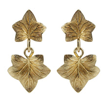 Load image into Gallery viewer, Christian Dior Signed Vintage Gold Tone Leaf Design Drop Earrings c. 1970 - Harlequin Market