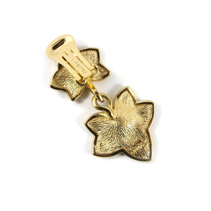 Christian Dior Signed Vintage Gold Tone Leaf Design Drop Earrings c. 1970 - Harlequin Market