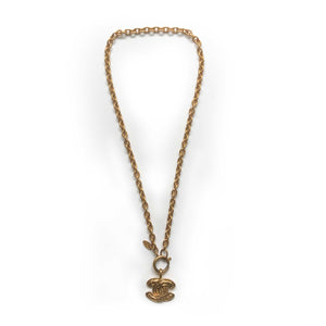 Chanel Vintage Gold Tone Necklace With 'CC Logo' Pendant