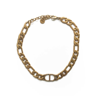 Christian Dior Signed Vintage Gold Tone Chunky Chain Necklace