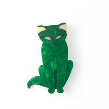 Load image into Gallery viewer, Signed Lea Stein Sacha Cat Brooch - Green, White