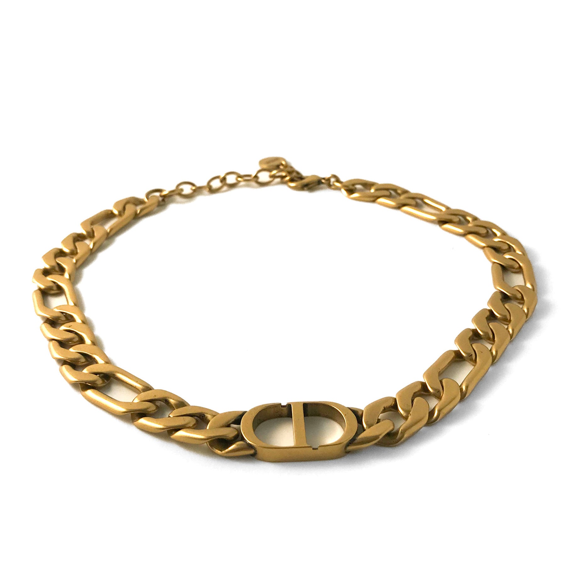 Christian Dior Signed Vintage Gold Tone Crystal Detail Choker 
