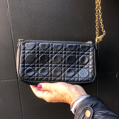 Pre-Owned Dior Zip Clutch with Gold Wrist Chain