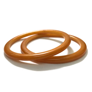 Rounded Edge Bakelite Spacer Bangles c.1950's - Butterscotch