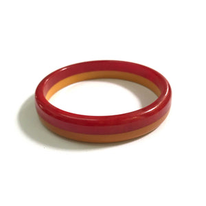 Vintage Bakelite Bangle - Butterscotch Yellow and Red Swirl - 1950's