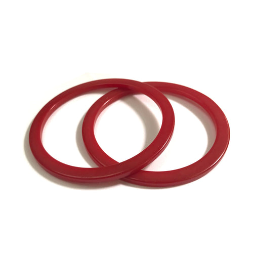 Sliced Bakelite Spacer Bangles c.1950's - Cherry Red