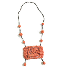 Load image into Gallery viewer, Art Deco Carved Coral Galalith Necklace Detailed and Stunning c.1930&#39;s