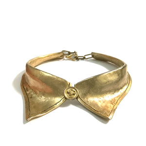 Rare Moschino Hammered Gold Collar Necklace