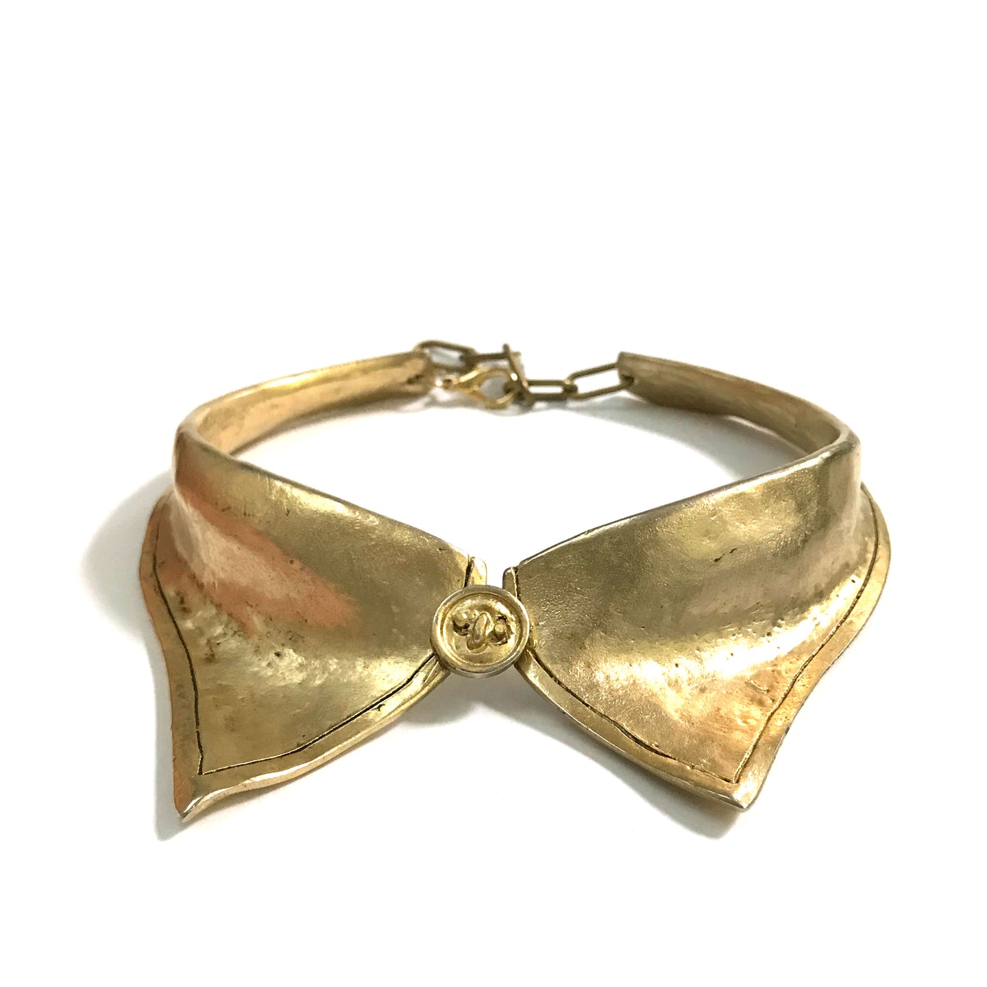 Rare Moschino Hammered Gold Collar Necklace