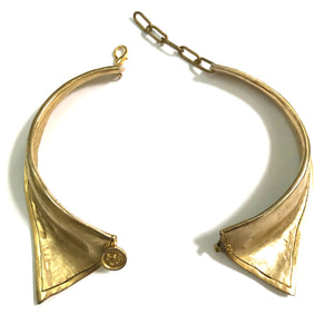 Rare Moschino Hammered Gold Collar Necklace