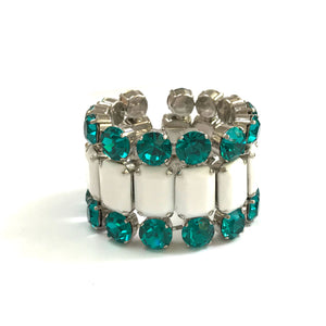 Harlequin Market Crystal Cuff - Azure Green & White