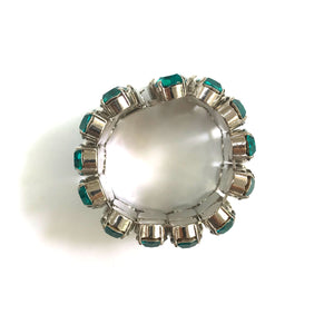 Harlequin Market Crystal Cuff - Azure Green & White