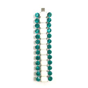 Harlequin Market Crystal Cuff - Azure Green & White