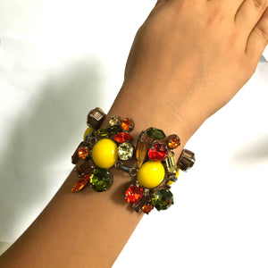 Harlequin Market Multi Coloured Austrian Crystal Detail Bracelet