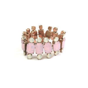 Harlequin Market Crystal Cuff - Opaque White & Pink