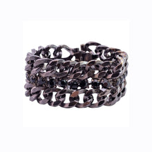 Load image into Gallery viewer, Signed David Mandel Oxidised Metal &amp; Jet Crystal Bracelet