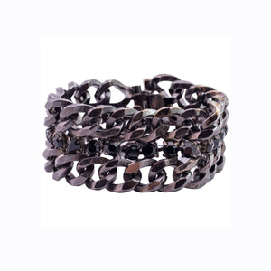 Signed David Mandel Oxidised Metal & Jet Crystal Bracelet