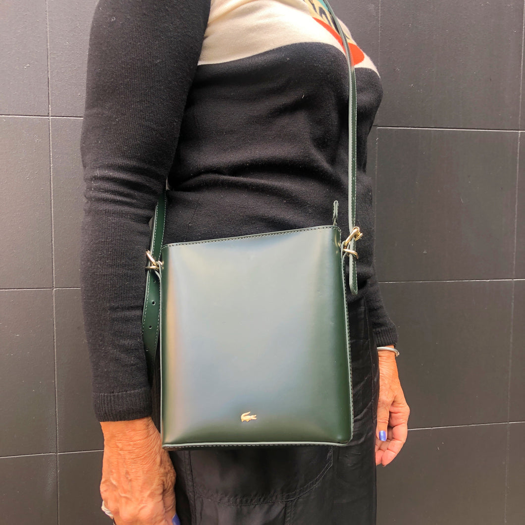 Pre-owned Lacoste Dark Green Leather Satchel Bag