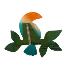 Load image into Gallery viewer, Marie Christine Pavone Signed Blue &amp; Orange Bird Brooch