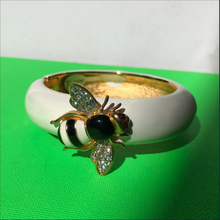 Load image into Gallery viewer, Signed Kenneth J Lane &quot;KJL&quot; White Enamel Bee Bracelet