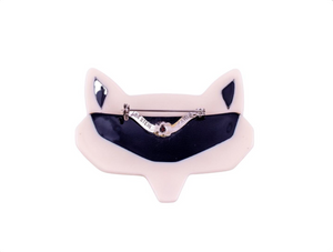 Lea Stein Goupil Fox Head Brooch - Creme & Red