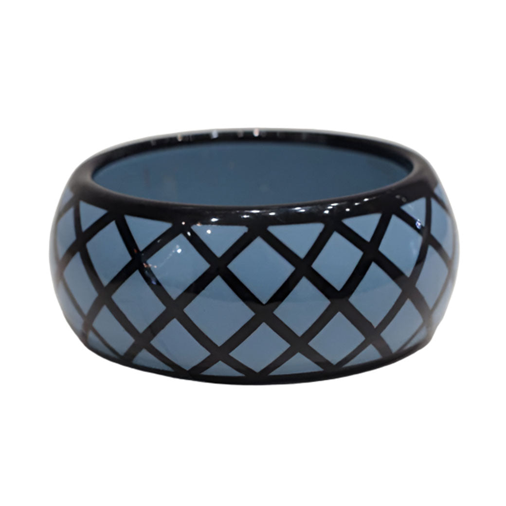 Vintage Rafia & Bossa Bangle - Blue & Black